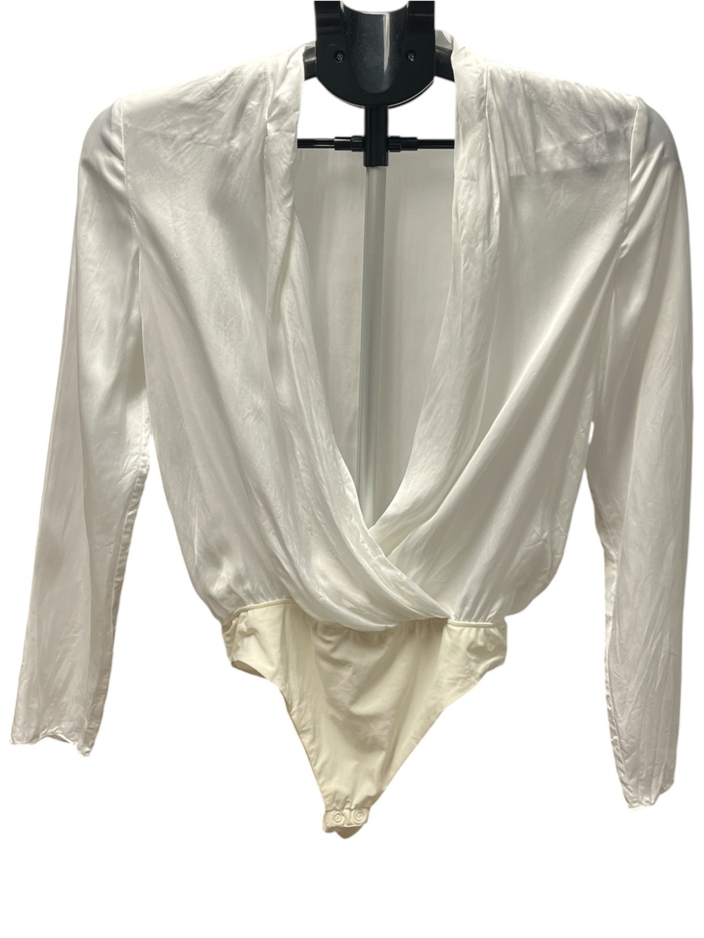 Talula White/Cream Drape Front Long Sleeve Bodysuit